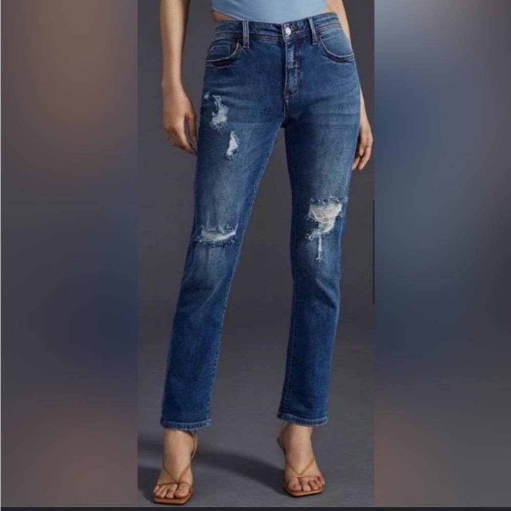 Pilcro Anthropologie Slim Boyfriend Crop Jeans 27 Straight Destroy